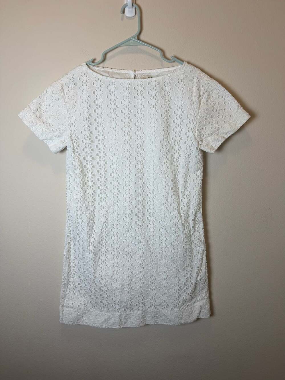 Kate Spade New York White Eyelet Short Sleeve Shift Dress Size 6
